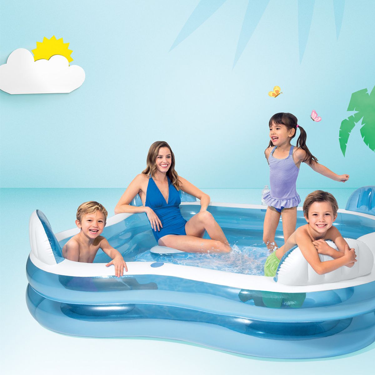 Intex Mega Swim Center, Large Inflatable Family Lounge Pool